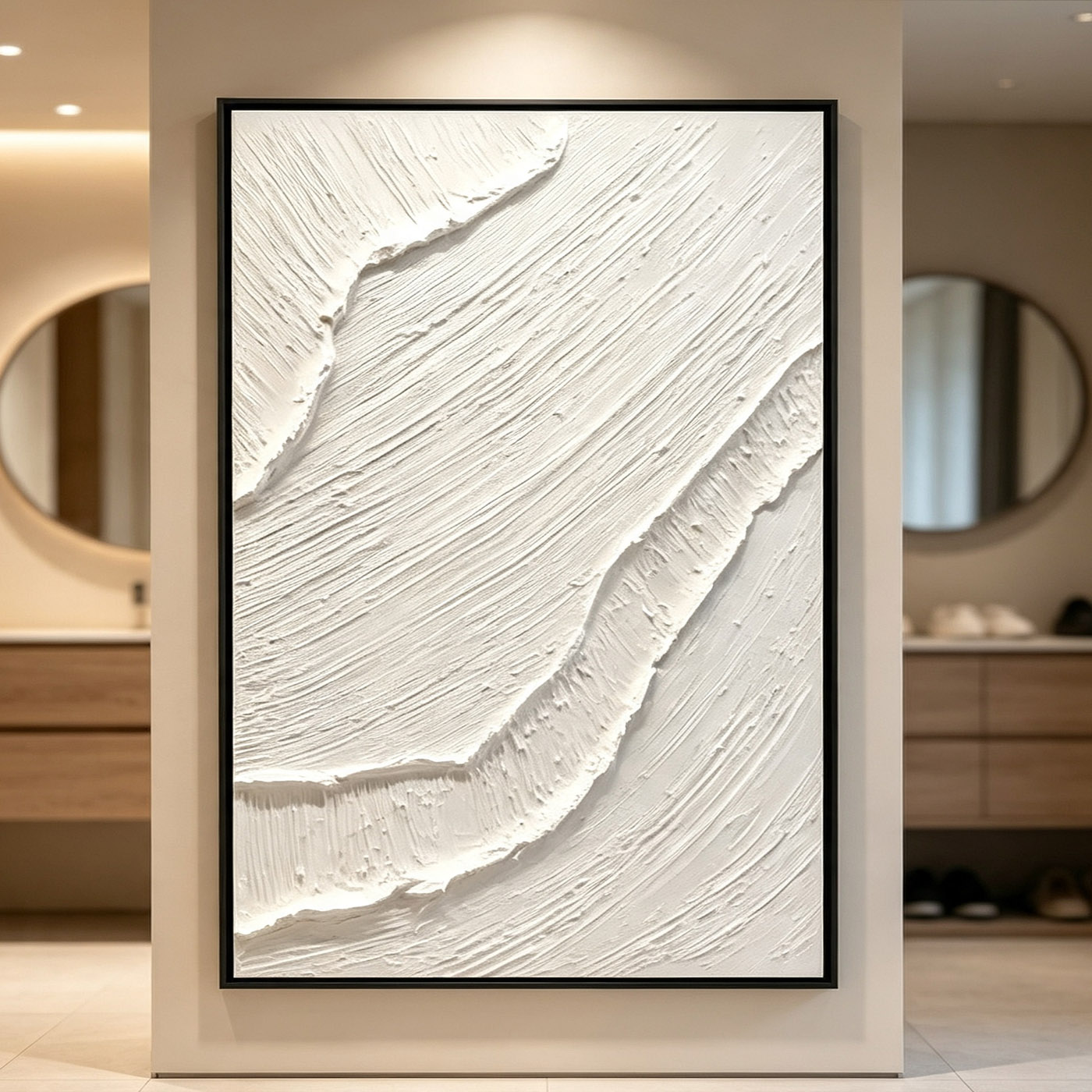 Abstract Oil Painting - Ручная роспись, белая, 3D, с толстой