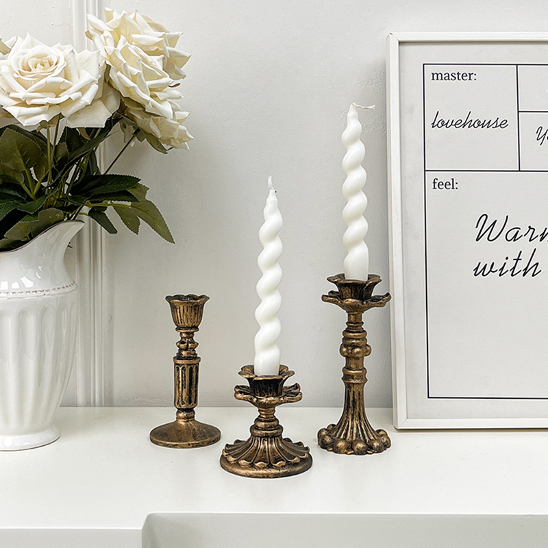 Home Decor Vintage - Винтажный бронзовый подсвечник-фигурка с цветочным узором,