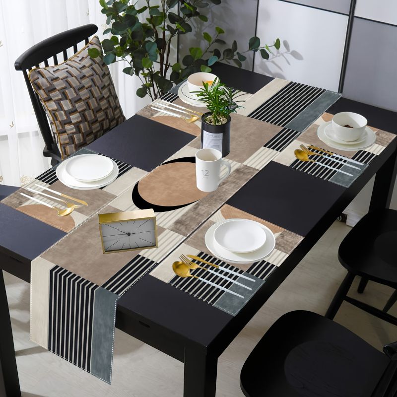 Linen Table Runner - Набор геометрических скатертей и подставок под