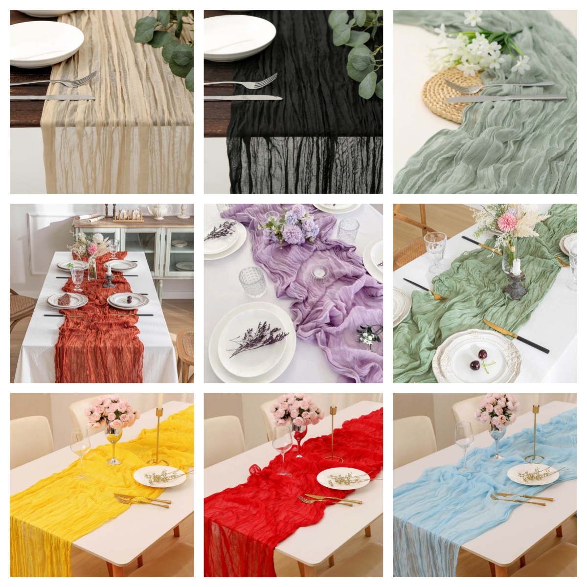 Linen Table Runner - Скатерть-дорожка в стиле бохо из жатой