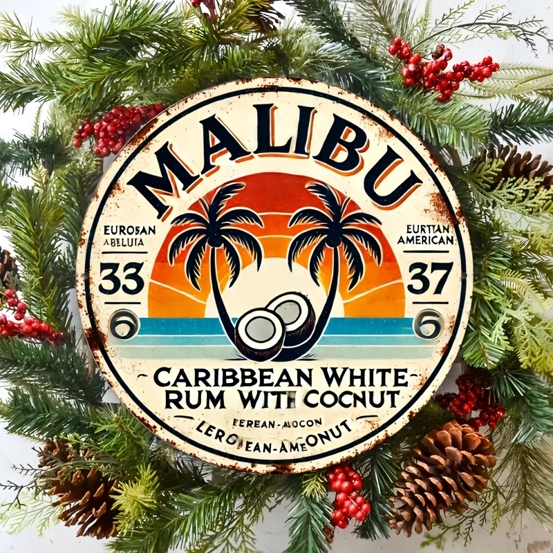 Home Decor Trends - Винтажная алюминиевая настенная вывеска Malibu Rum