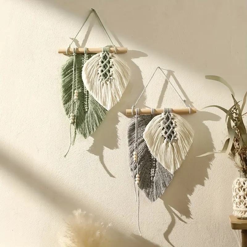 Macrame Wall Hanging - Настенный гобелен ручной работы с листьями