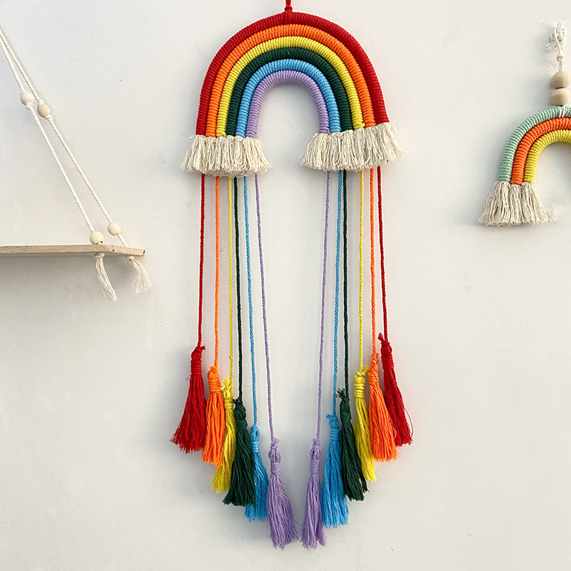 Macrame Wall Hanging - Хлопковый плетеный радужный декор для подвешивания,