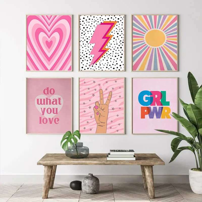 Home Decor Minimal - Абстрактная Розовая Молния Градиент Любовь Сердце