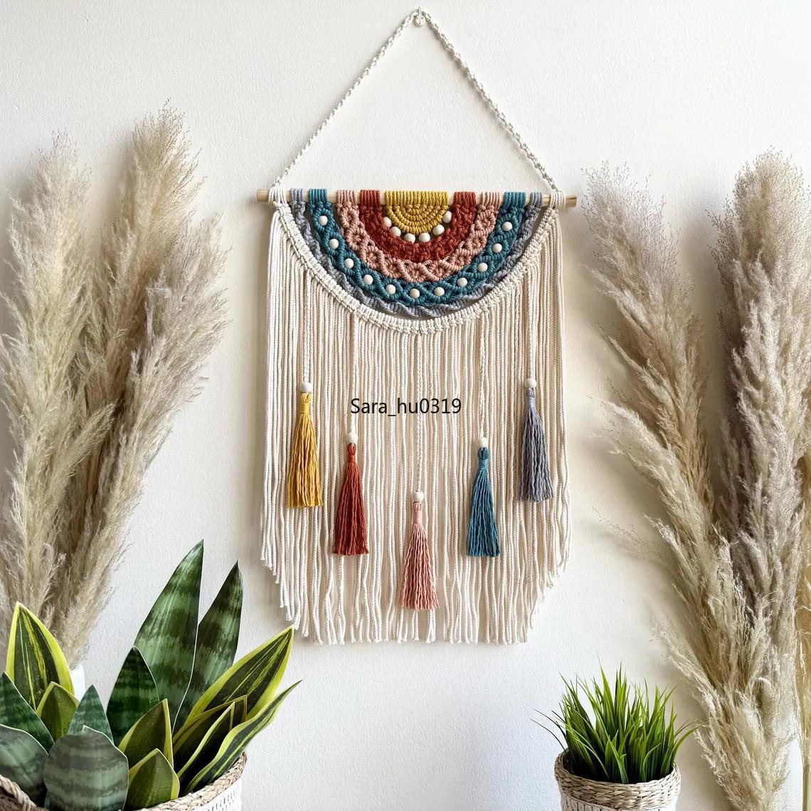 Macrame Wall Hanging - Настенный гобелен в стиле бохо, красочный,