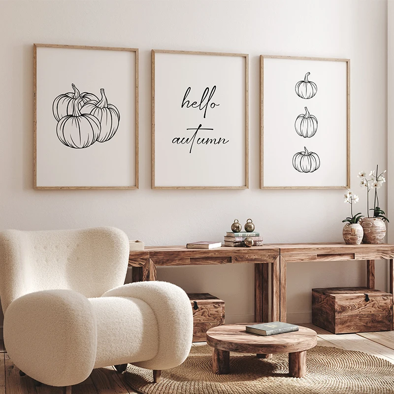 Home Decor Minimal - Набор из 3-х тыквенных минимализма, черно-белые