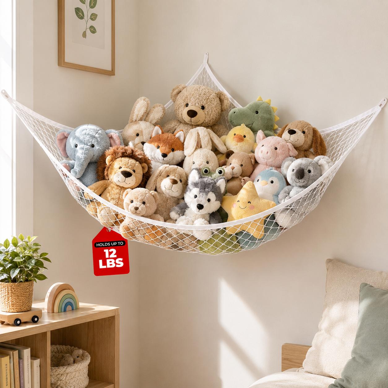 Home Decor Rustic - Сетчатый подвесной органайзер для игрушек, большой,