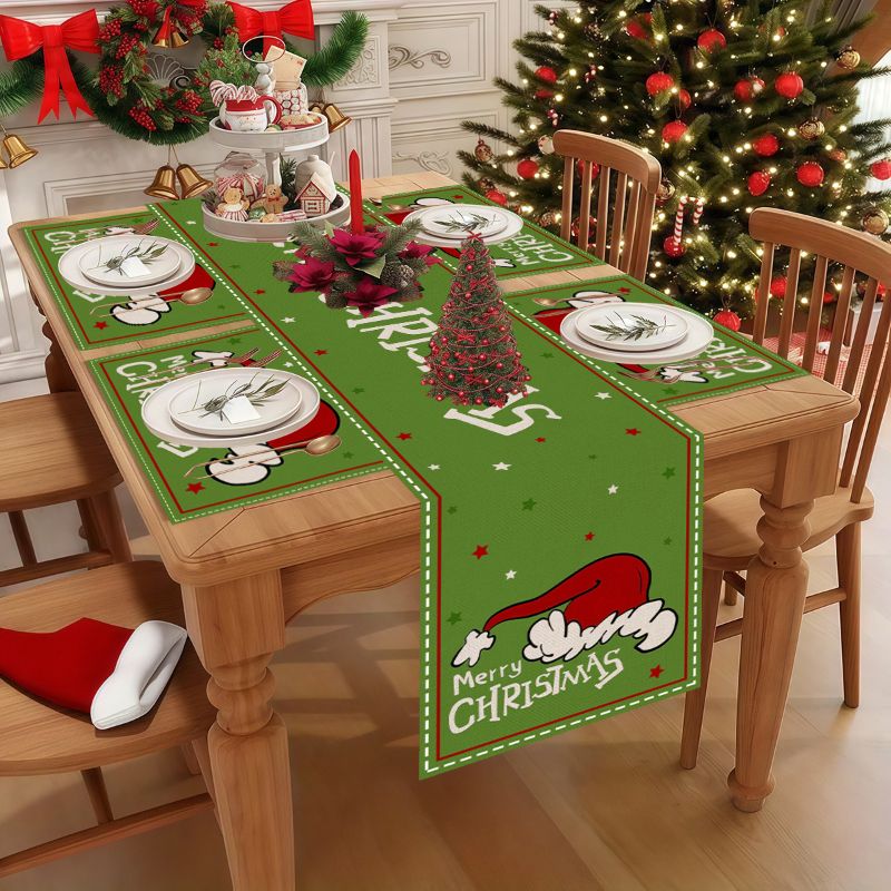 Linen Table Runner - Набор милых рождественских скатертей-дорожек и подставок